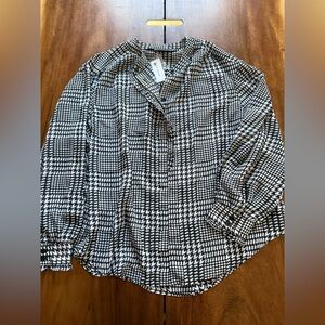 Lane Bryant Black and White Houndstooth Blouse